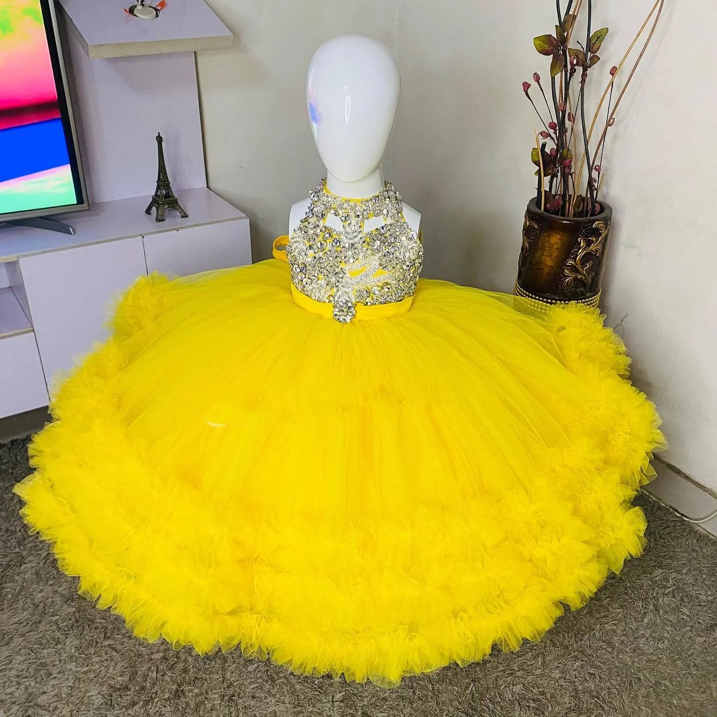 Gorgeous Yellow Flower Girl Dr - Embroidery Yellow Dress ulasan dan harga