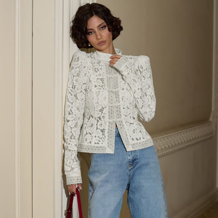 Linad Elegant Embroidery Puff  - Embroidery Cotton Shirt ulasan dan harga