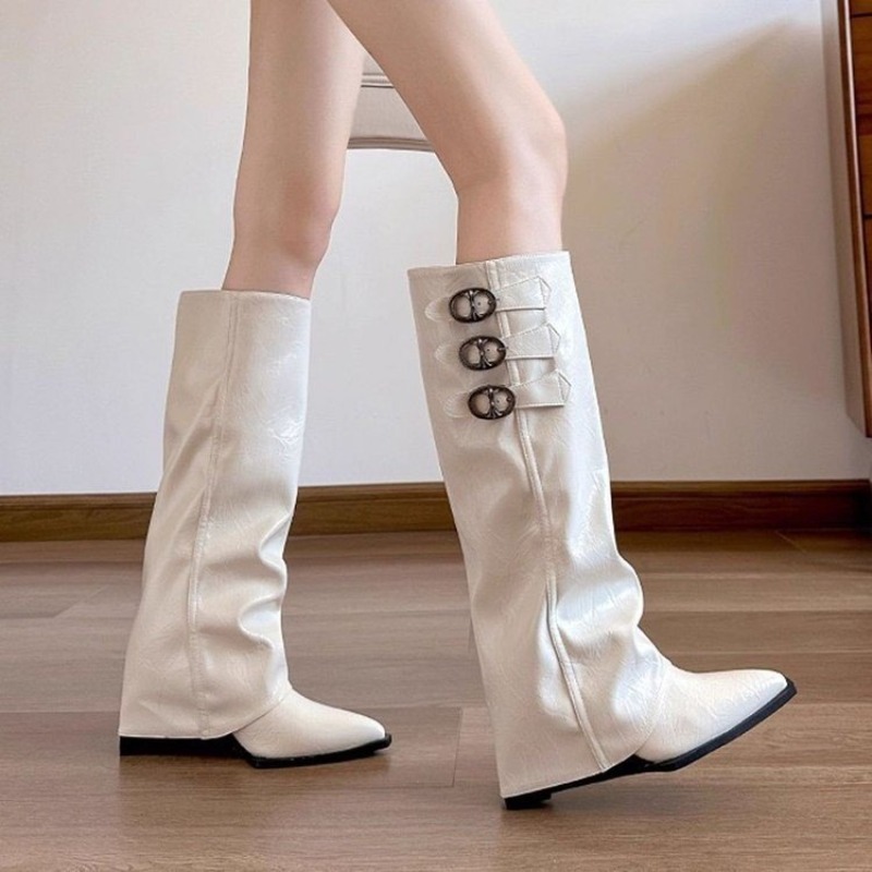 Women Pointed Toe Knee High Sl - Embroidery Garments ulasan dan harga