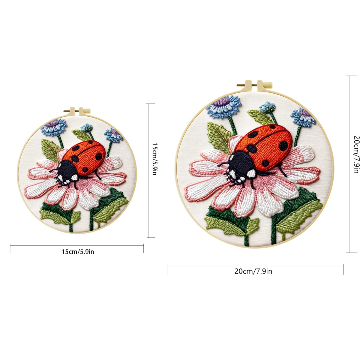 1Set Ladybug On Daisy Diy Embr - Embroidery Lady Bug ulasan dan harga