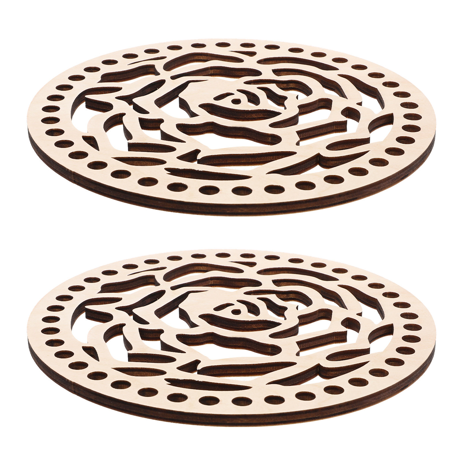2Pcs 14Cm Round Wooden Crochet - Embroidery Bag ulasan dan harga