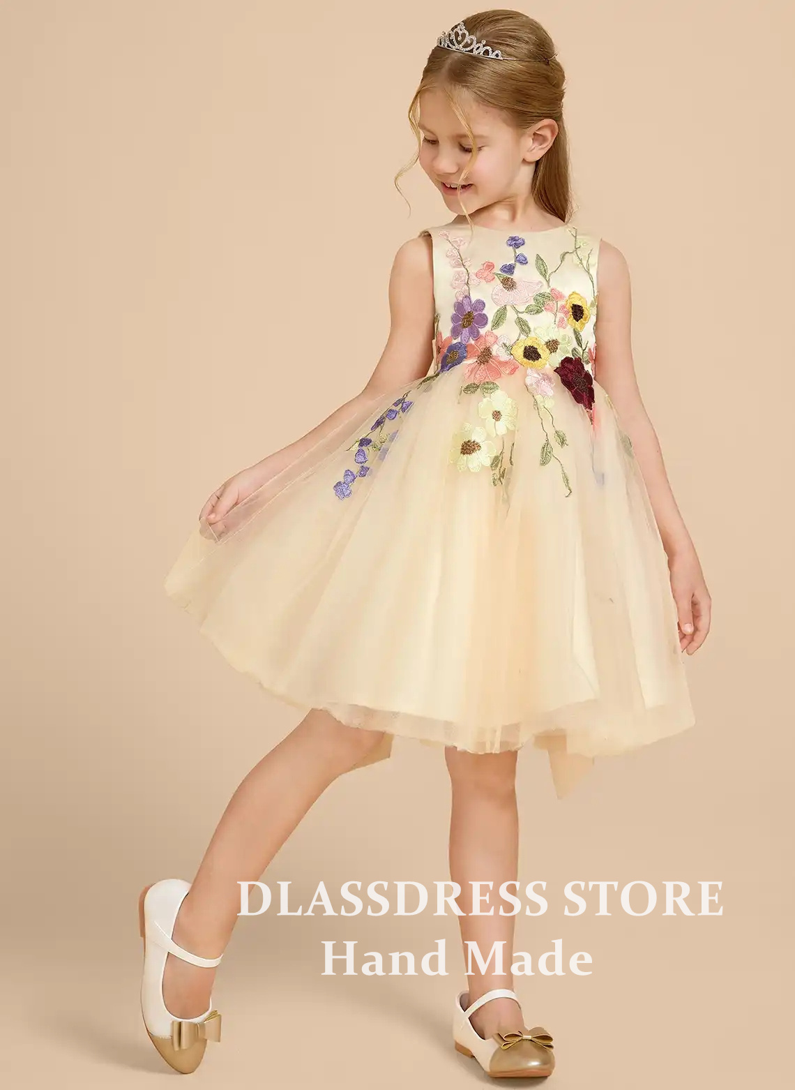 Customized Yellow Tulle Flower - Embroidery Yellow Dress ulasan dan harga