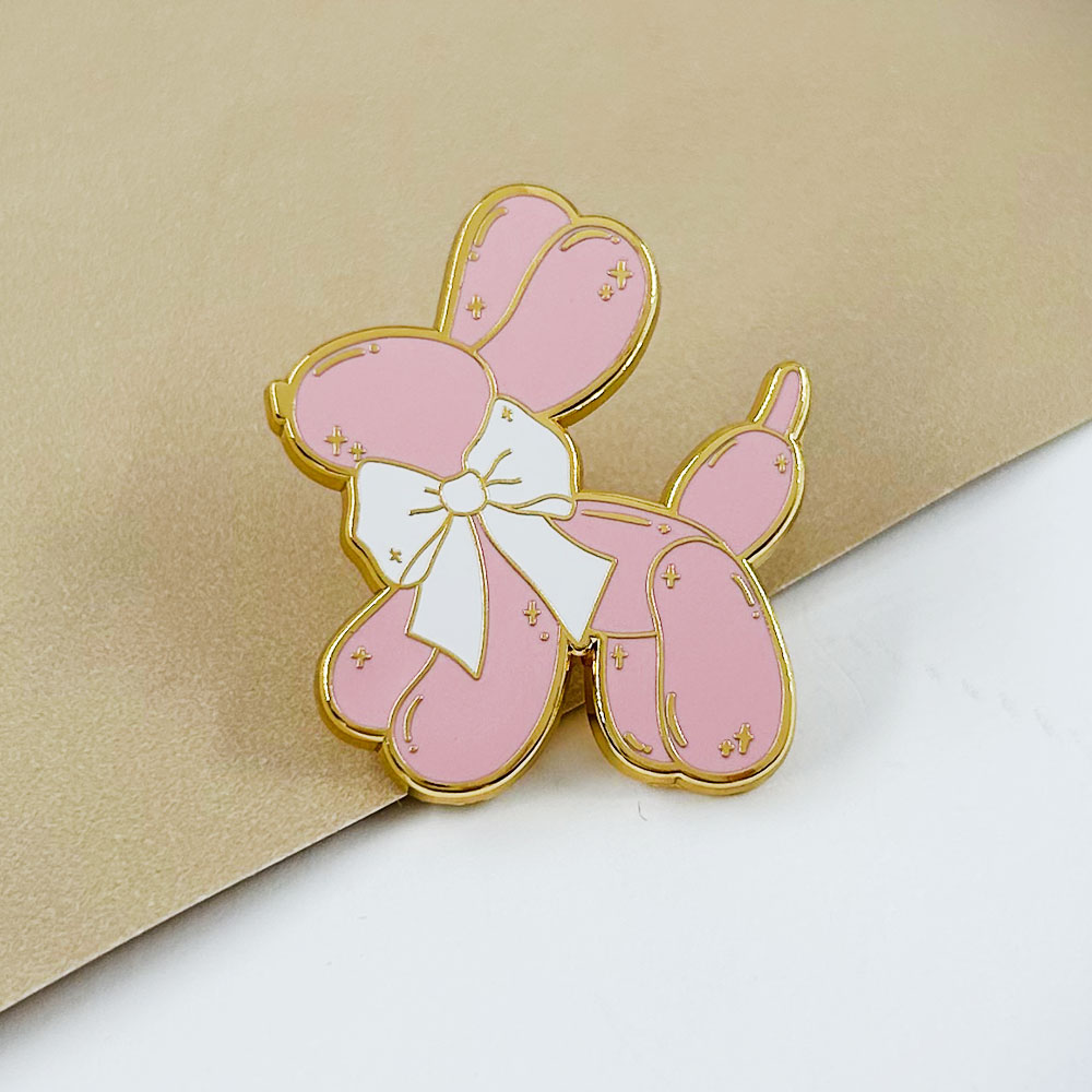 Pink Balloon Dog Enamel Pin Cu - Embroidery Bali ulasan dan harga